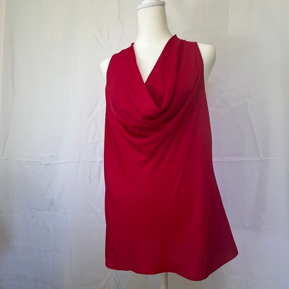 Ann Taylor Red Cowl Neck Back Zipper Sleeveless Top 8 - Picture 6 of 8